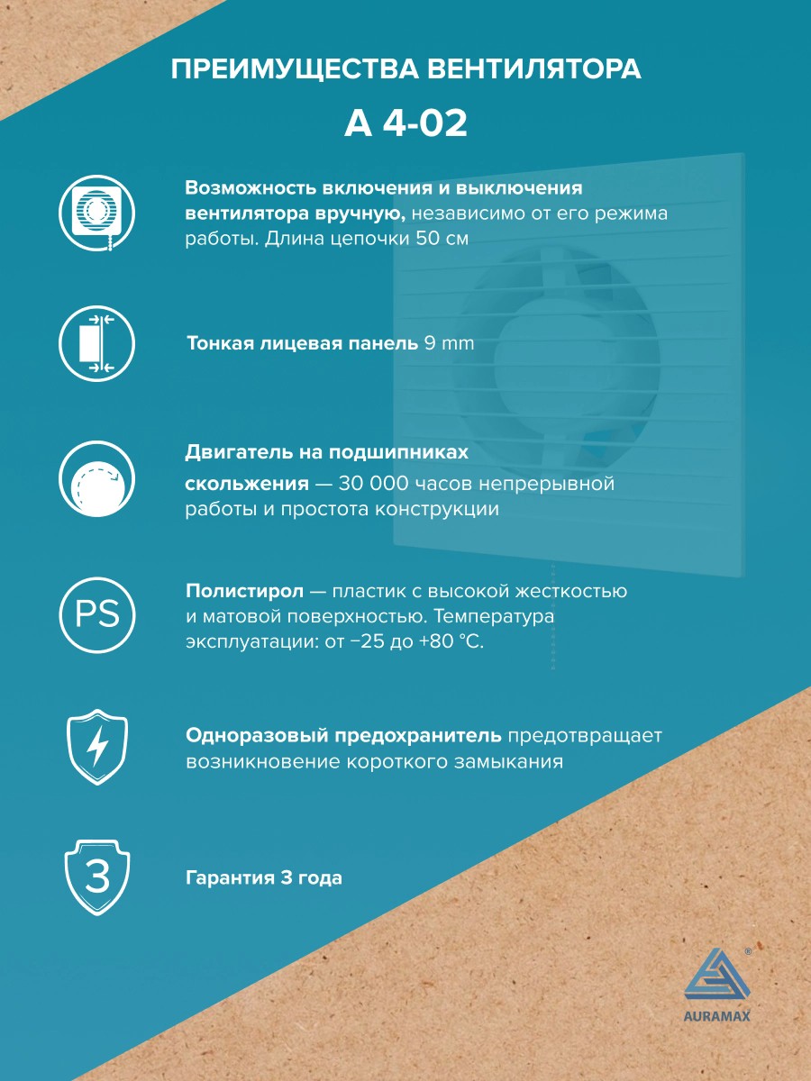 Вентилятор накладной A D100 тяг.выкл. AURAMAX